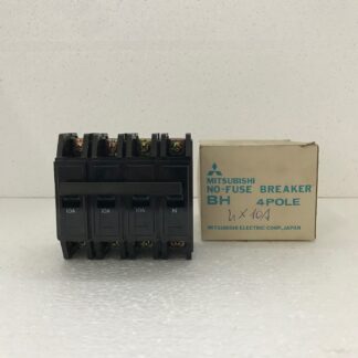 Interruttore Magnetotermice 4 Poli (3P+N) 10A BH MITSUBISHI Type: BH - Tensione Nominale: 240/415 V - Frequenza 50/60Hz - Corrente Nominale: 10A - Capacità di Interruzione: 6kA a 240V 3kA a 240/415V - IEC 157-1 